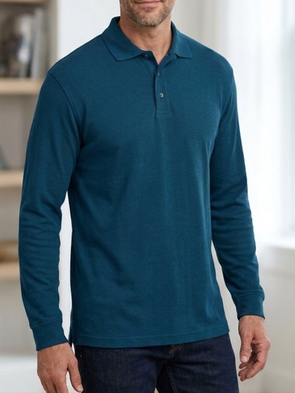 NWT Architect Men's Long Sleeve Polo Shirt DeepTeal